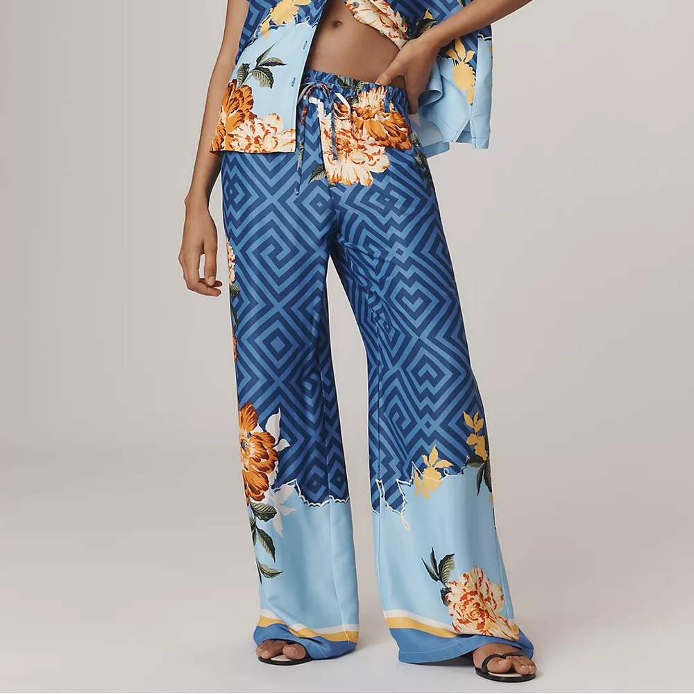 Maeve Straight-Leg Pull-On Silk Pants